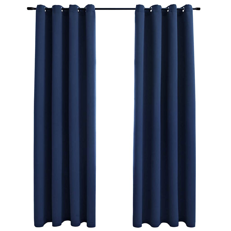 vidaXL Tende Oscuranti con Anelli in Metallo 2 pz Blu 140x245 cm - Image 2 of 4