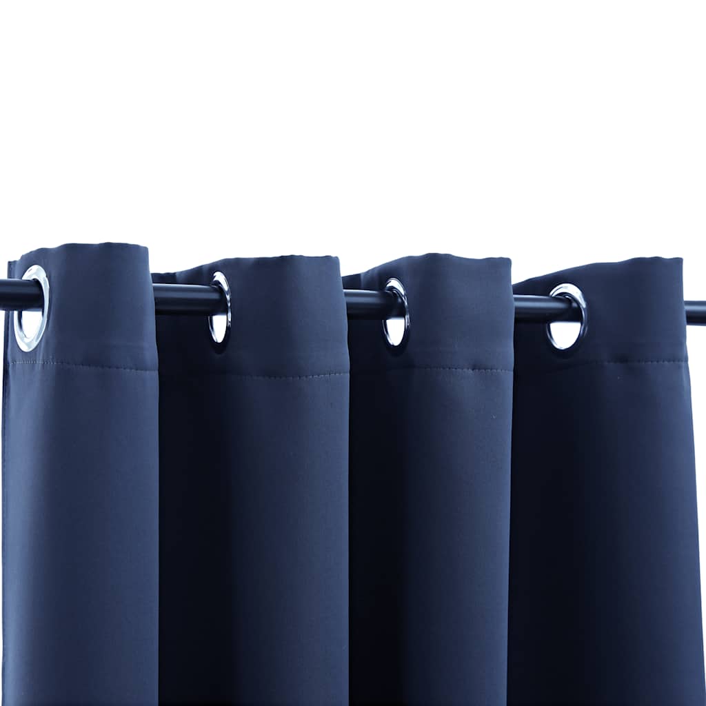 vidaXL Tende Oscuranti con Anelli in Metallo 2 pz Blu 140x245 cm - Image 3 of 4