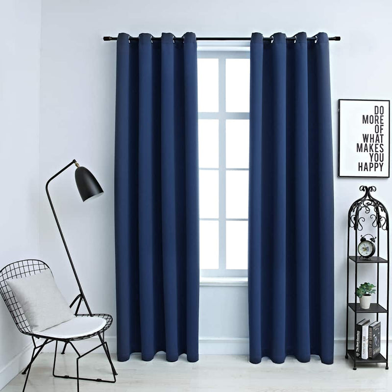 vidaXL Tende Oscuranti con Anelli in Metallo 2 pz Blu 140x245 cm - Image 1 of 4