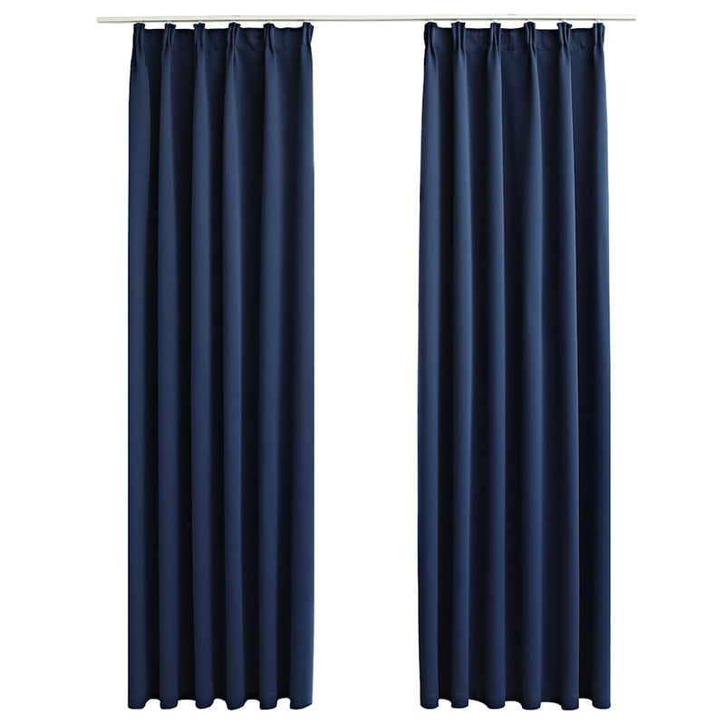 vidaXL Tende Oscuranti con Ganci 2 pz Blu 140x245 cm - Image 2 of 5