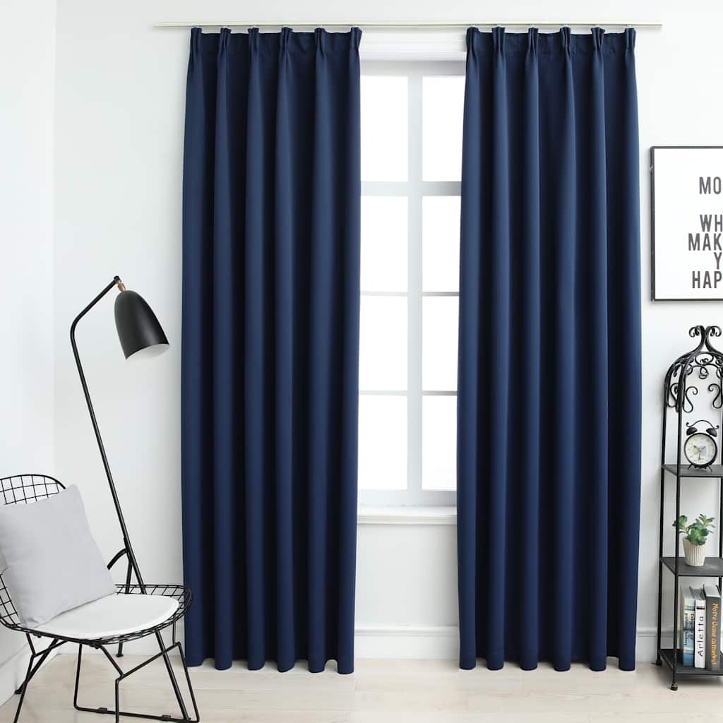 vidaXL Tende Oscuranti con Ganci 2 pz Blu 140x245 cm - Image 1 of 5