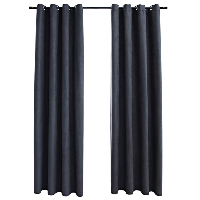 vidaXL Tende Oscuranti con Anelli in Metallo 2 pz Antracite 140x175 cm - Image 2 of 4