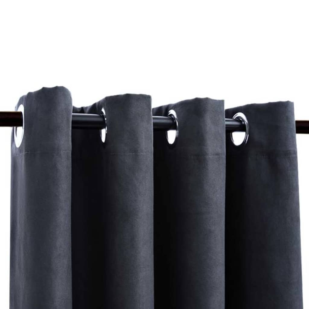 vidaXL Tende Oscuranti con Anelli in Metallo 2 pz Antracite 140x175 cm - Image 3 of 4