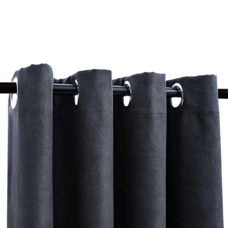 vidaXL Tende Oscuranti con Anelli in Metallo 2 pz Antracite 140x175 cm - Image 3 of 4