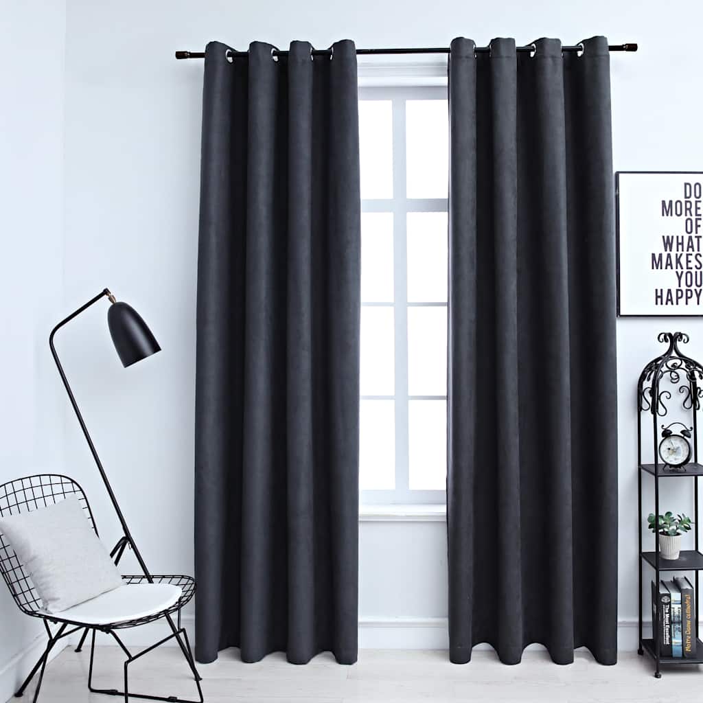 vidaXL Tende Oscuranti con Anelli in Metallo 2 pz Antracite 140x175 cm - Image 1 of 4