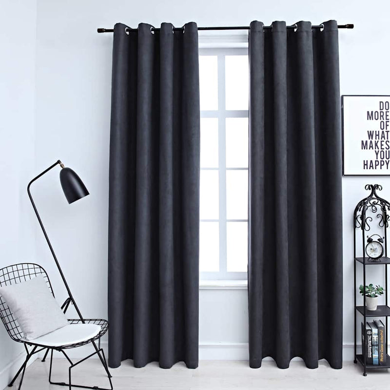 vidaXL Tende Oscuranti con Anelli in Metallo 2 pz Antracite 140x225 cm - Image 1 of 4