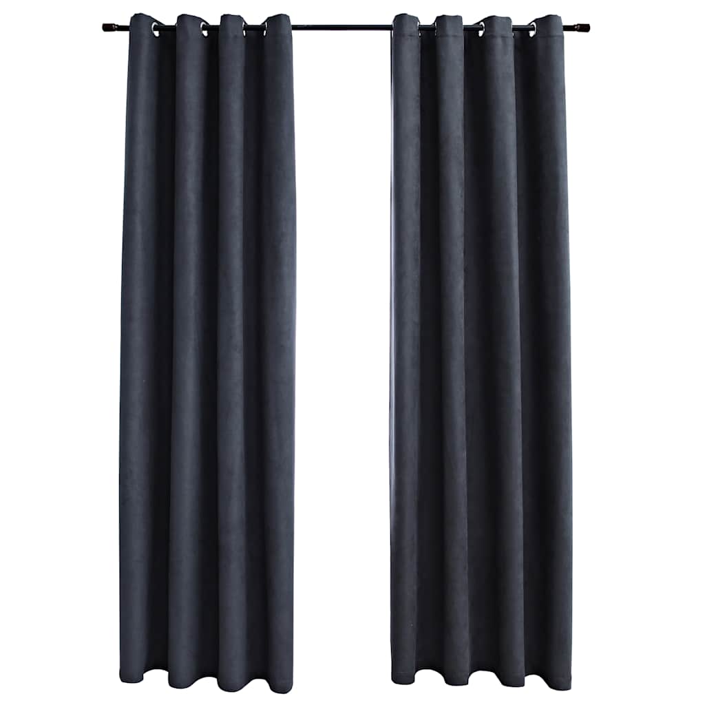 vidaXL Tende Oscuranti con Anelli in Metallo 2 pz Antracite 140x245 cm - Image 2 of 4