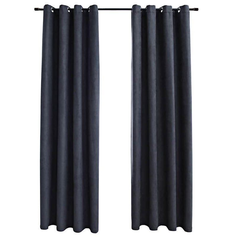 vidaXL Tende Oscuranti con Anelli in Metallo 2 pz Antracite 140x245 cm - Image 2 of 4