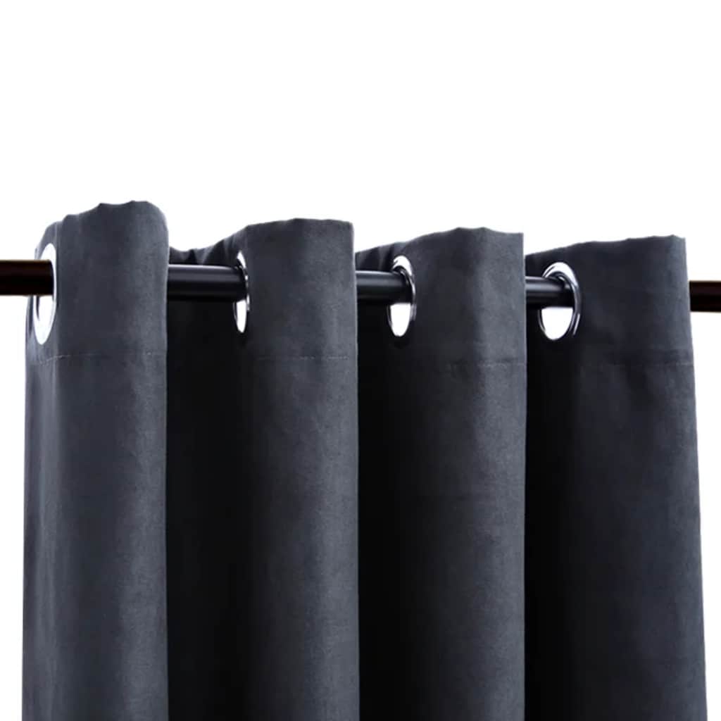 vidaXL Tende Oscuranti con Anelli in Metallo 2 pz Antracite 140x245 cm - Image 3 of 4