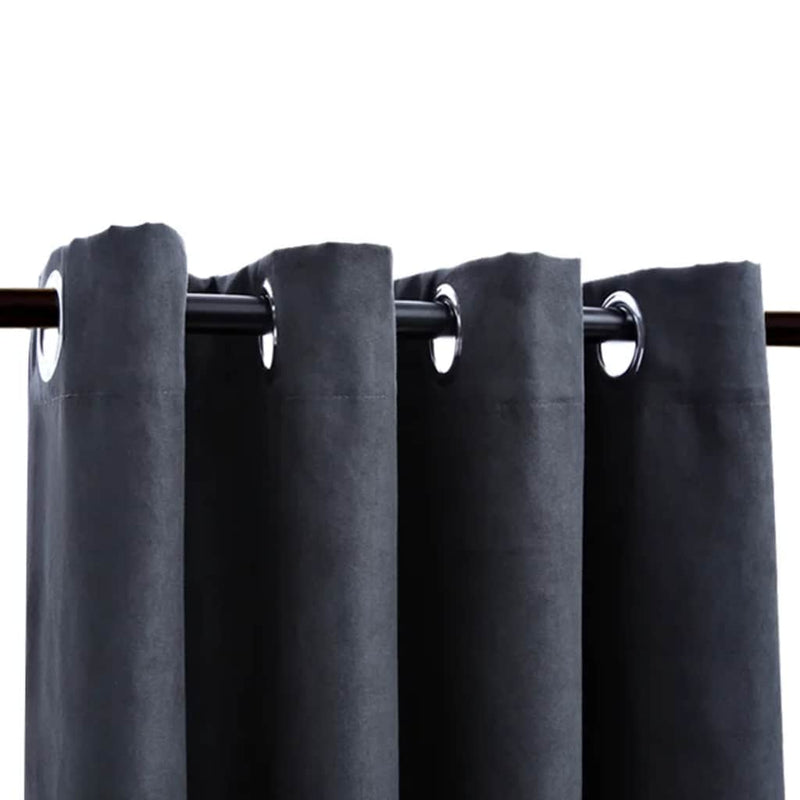 vidaXL Tende Oscuranti con Anelli in Metallo 2 pz Antracite 140x245 cm - Image 3 of 4