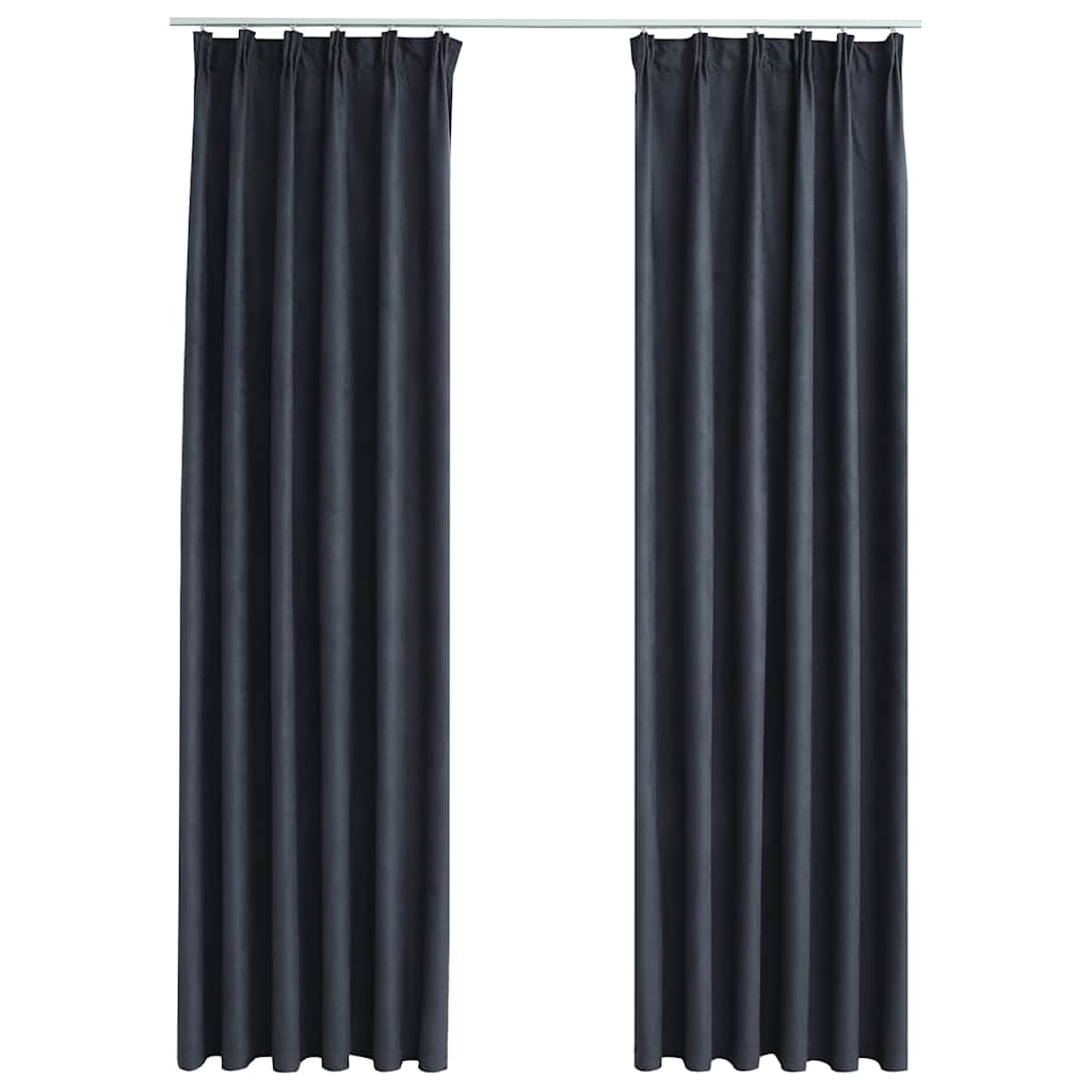 vidaXL Tende Oscuranti con Ganci 2 pz Antracite 140x225 cm - Image 2 of 5