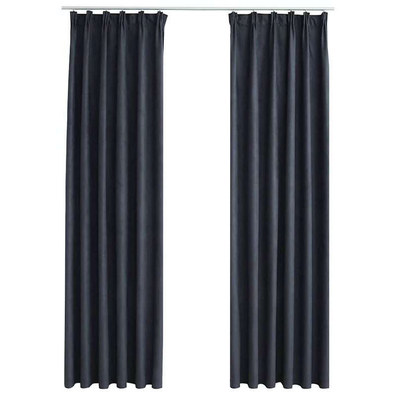 vidaXL Tende Oscuranti con Ganci 2 pz Antracite 140x225 cm - Image 2 of 5