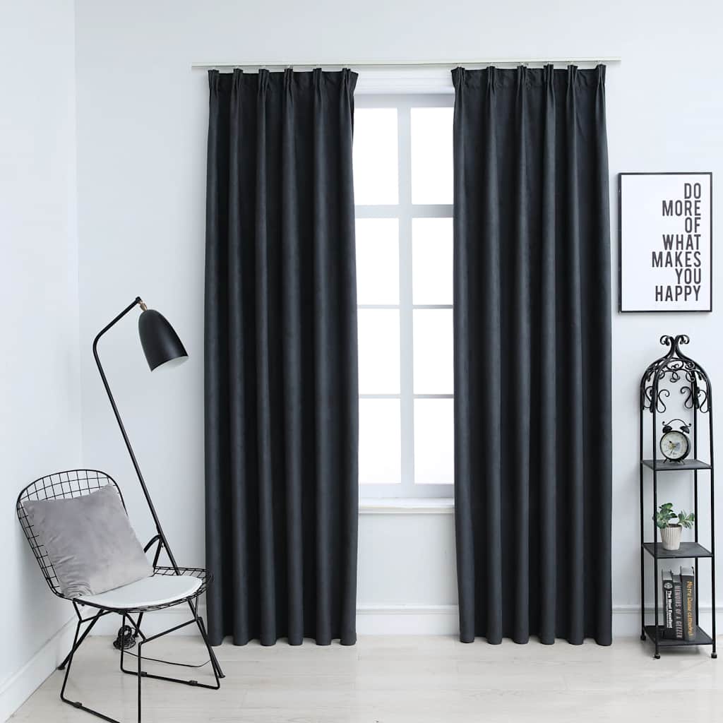 vidaXL Tende Oscuranti con Ganci 2 pz Antracite 140x225 cm - Image 1 of 5