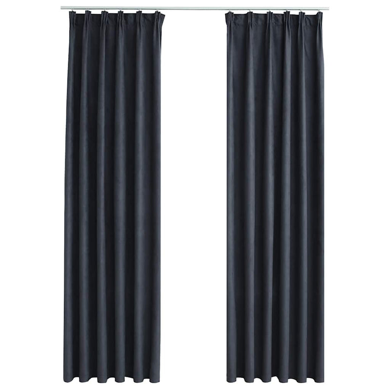 vidaXL Tende Oscuranti con Ganci 2 pz Antracite 140x245 cm - Image 2 of 5