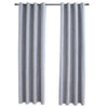 vidaXL Tende Oscuranti con Anelli in Metallo 2 pz Grigie 140x245 cm - Image 2 of 4