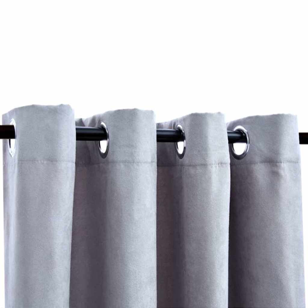 vidaXL Tende Oscuranti con Anelli in Metallo 2 pz Grigie 140x245 cm - Image 3 of 4