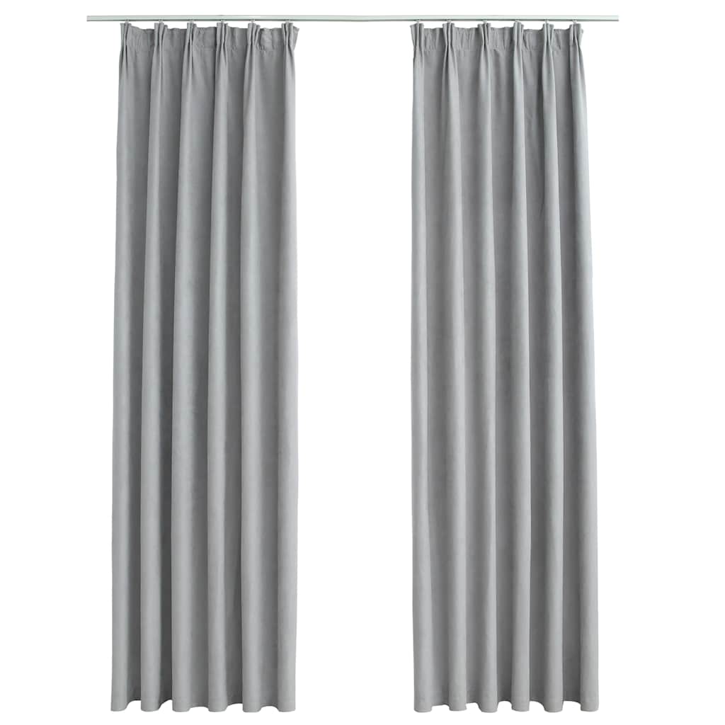 vidaXL Tende Oscuranti con Ganci 2 pz Grigie 140x225 cm - Image 2 of 5