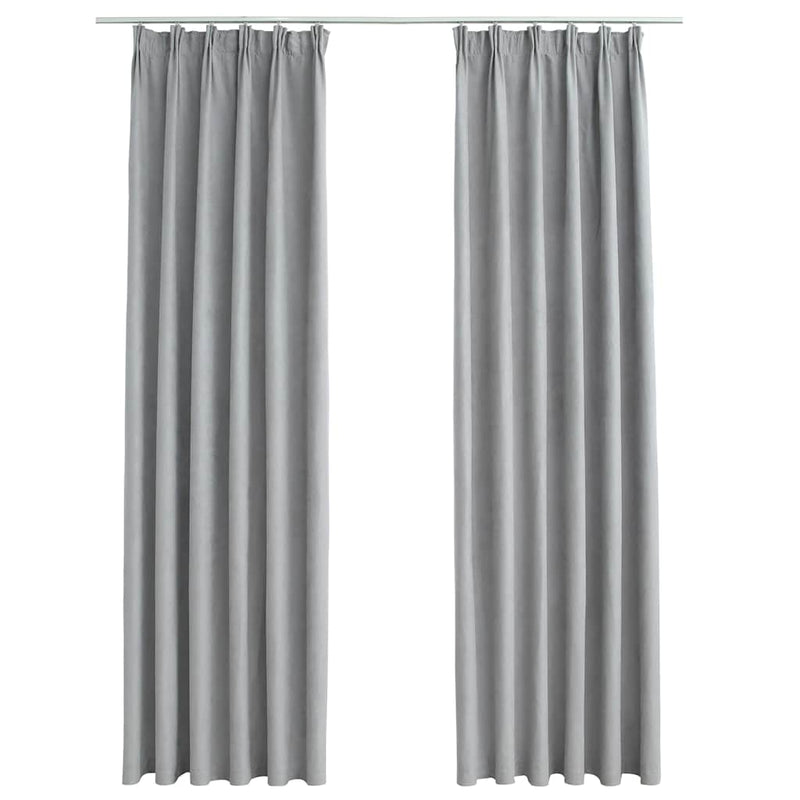 vidaXL Tende Oscuranti con Ganci 2 pz Grigie 140x225 cm - Image 2 of 5