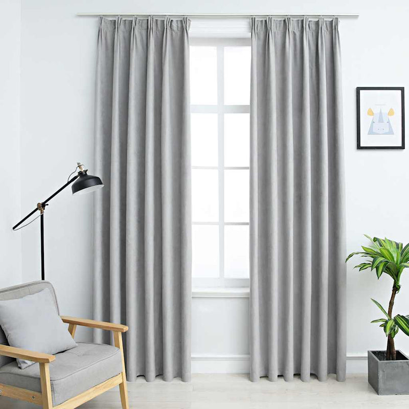 vidaXL Tende Oscuranti con Ganci 2 pz Grigie 140x225 cm - Image 1 of 5
