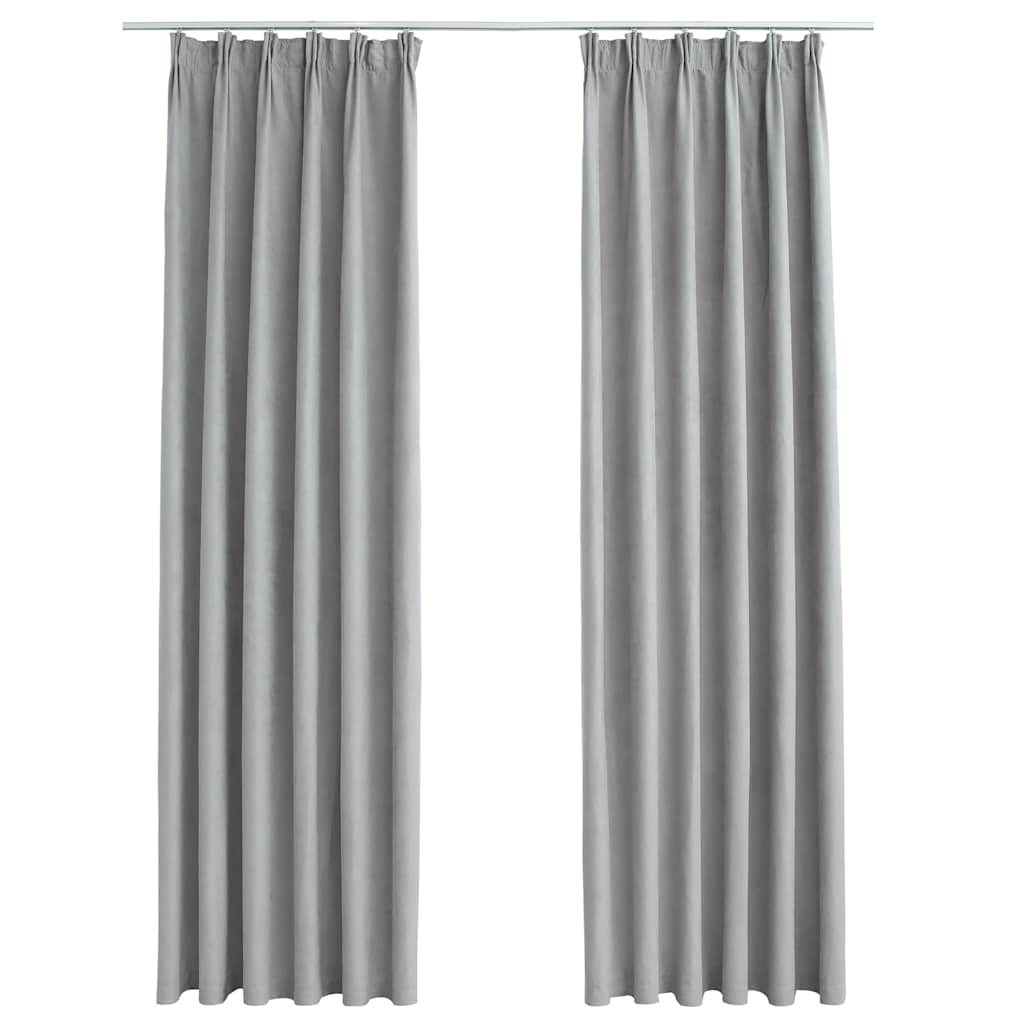 vidaXL Tende Oscuranti con Ganci 2 pz Grigie 140x245 cm - Image 2 of 5