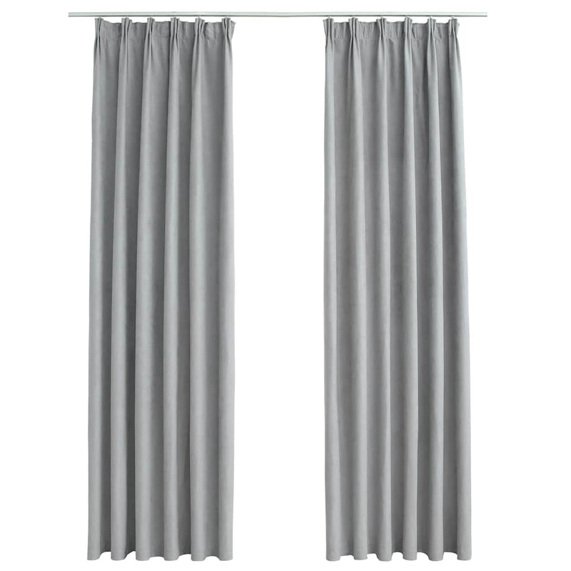 vidaXL Tende Oscuranti con Ganci 2 pz Grigie 140x245 cm - Image 2 of 5