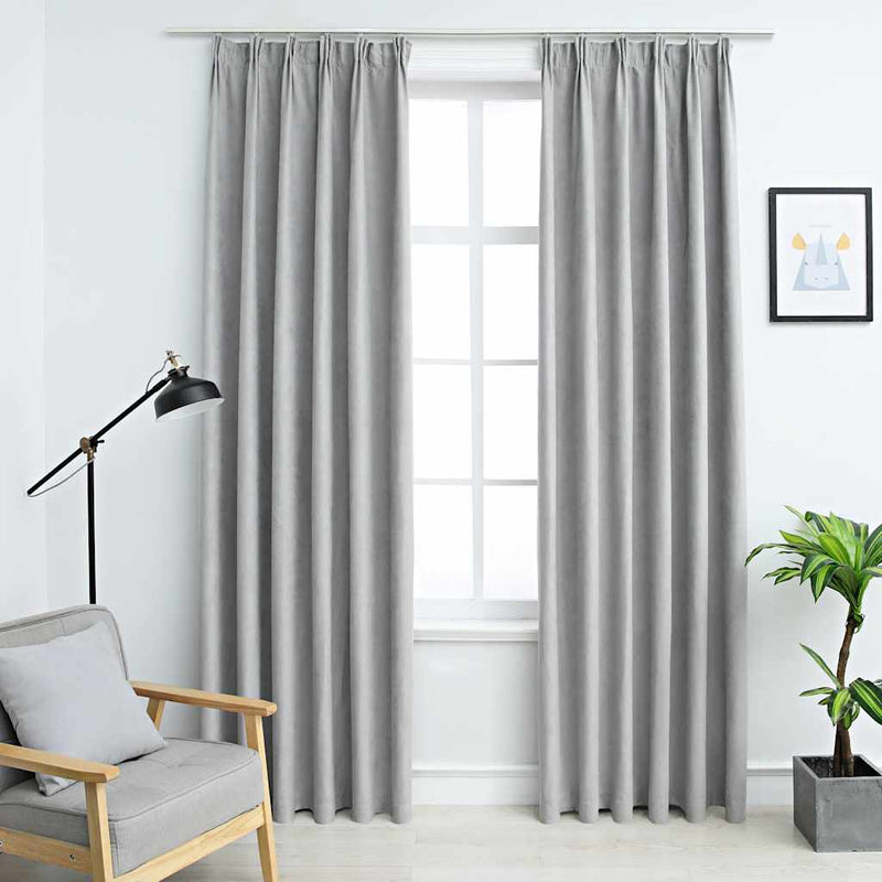 vidaXL Tende Oscuranti con Ganci 2 pz Grigie 140x245 cm - Image 1 of 5