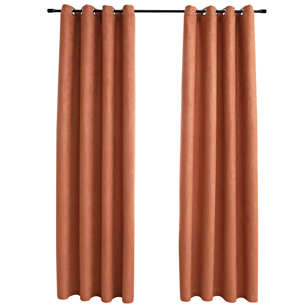 vidaXL Tende Oscuranti con Anelli in Metallo 2 pz Ruggine 140x225 cm - Image 2 of 4