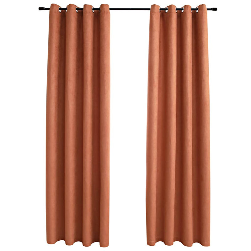 vidaXL Tende Oscuranti con Anelli in Metallo 2 pz Ruggine 140x225 cm - Image 2 of 4