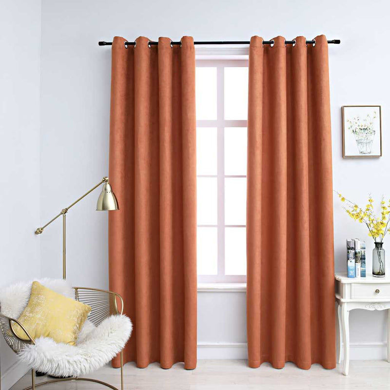 vidaXL Tende Oscuranti con Anelli in Metallo 2 pz Ruggine 140x225 cm - Image 1 of 4