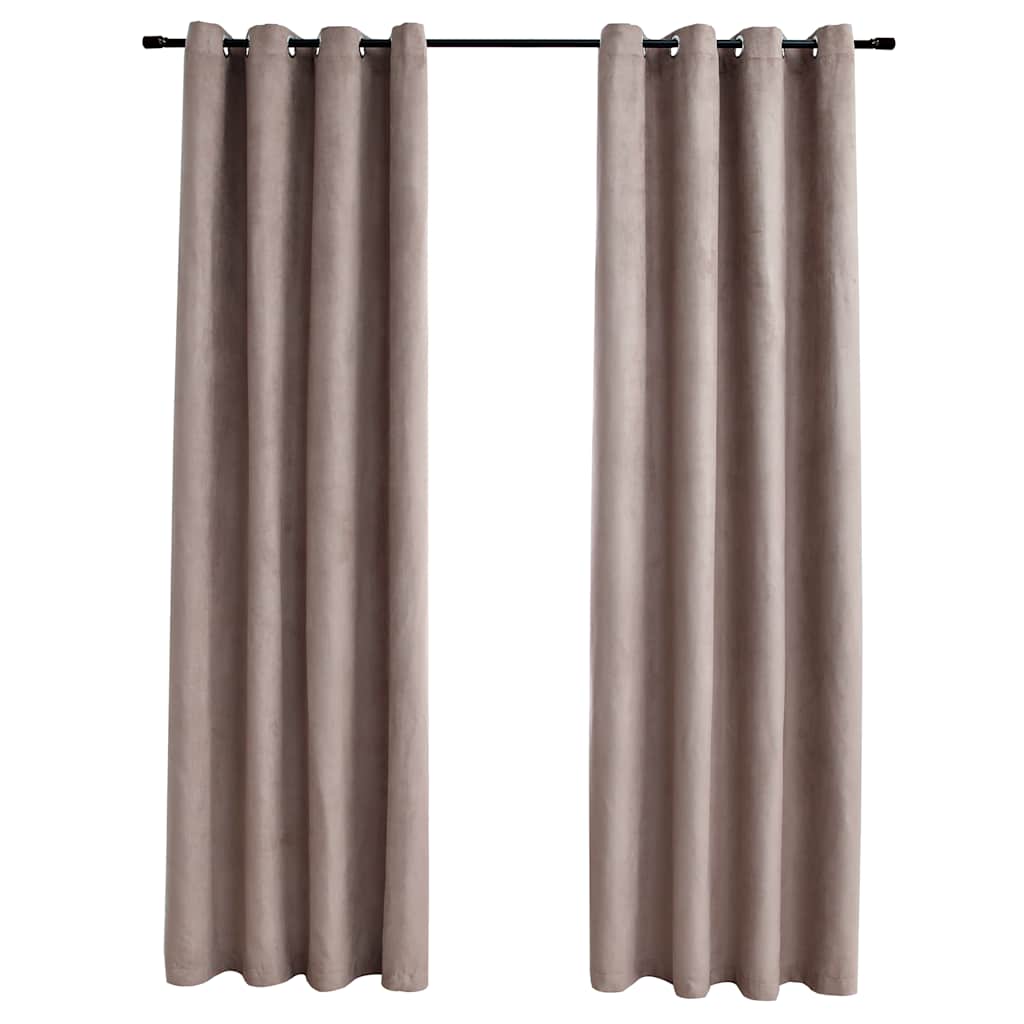 vidaXL Tende Oscuranti con Anelli Metallo 2 pz Grigio Talpa 140x175 cm - Image 2 of 4