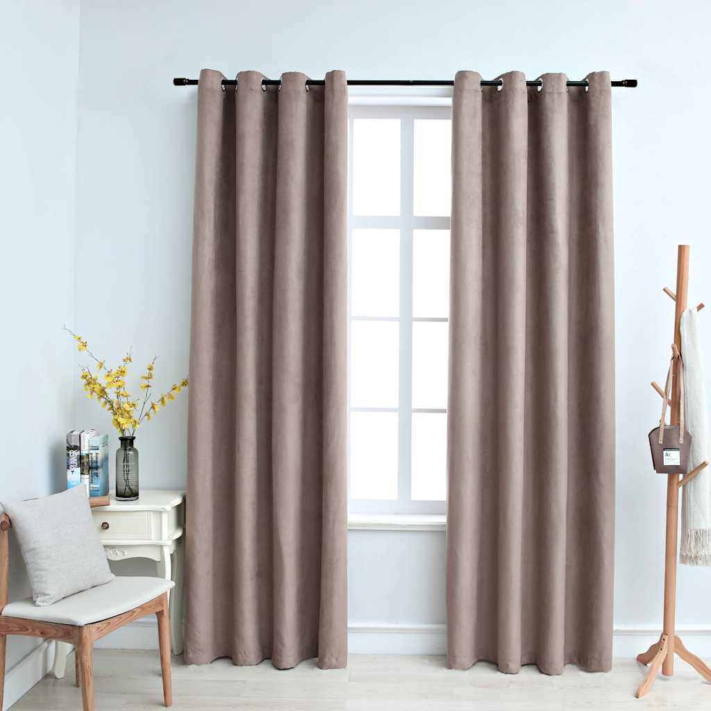 vidaXL Tende Oscuranti con Anelli Metallo 2 pz Grigio Talpa 140x225 cm - Image 1 of 4