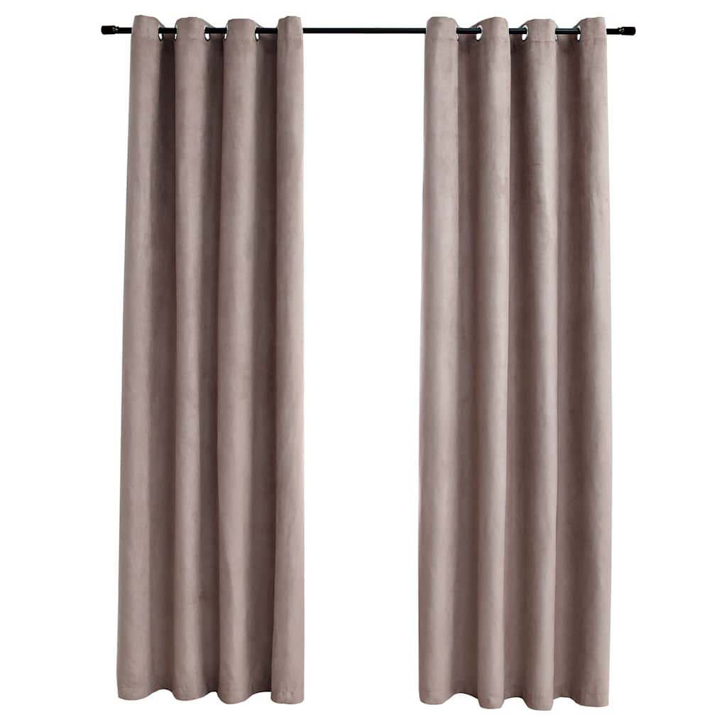 vidaXL Tende Oscuranti con Anelli Metallo 2pz Grigio Talpa 140x245 cm - Image 2 of 4