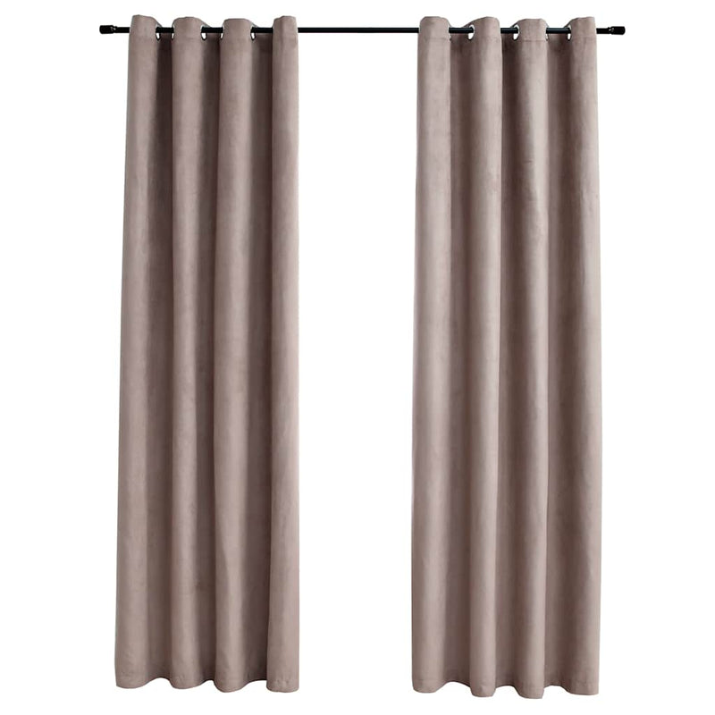 vidaXL Tende Oscuranti con Anelli Metallo 2pz Grigio Talpa 140x245 cm - Image 2 of 4