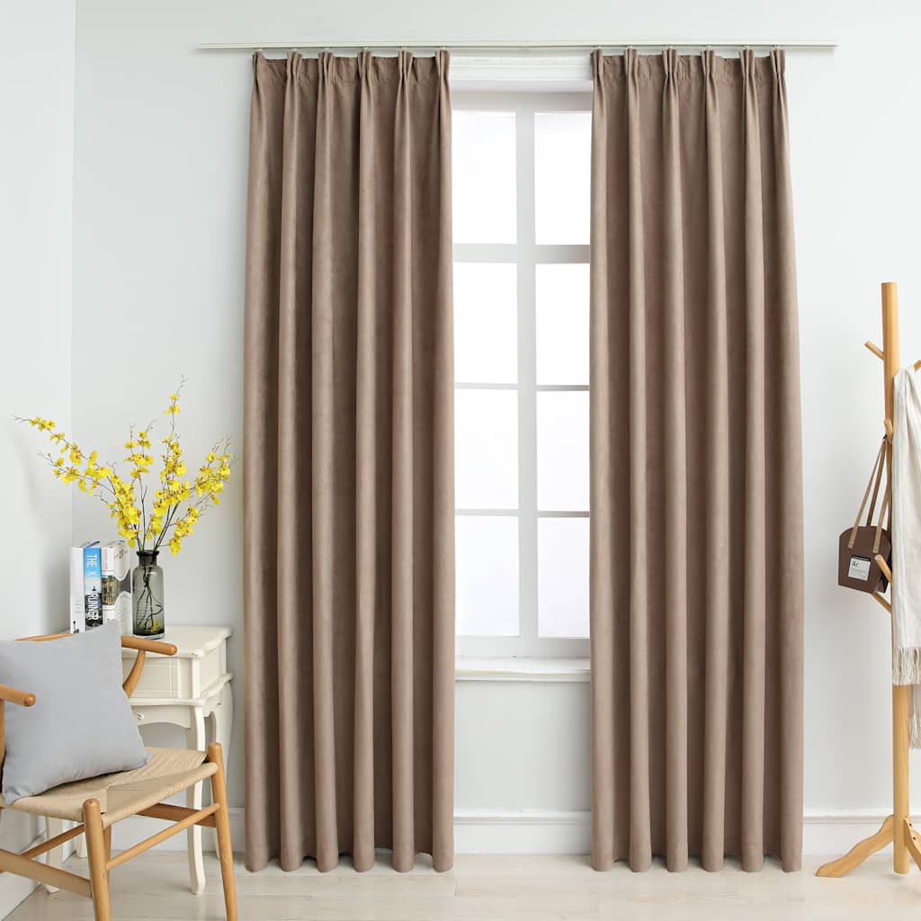vidaXL Tende Oscuranti con Ganci 2 pz Grigio Talpa 140x245 cm - Image 1 of 10