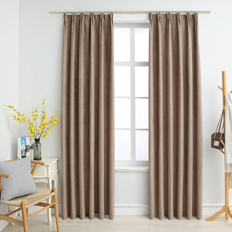 vidaXL Tende Oscuranti con Ganci 2 pz Grigio Talpa 140x245 cm - Image 1 of 10