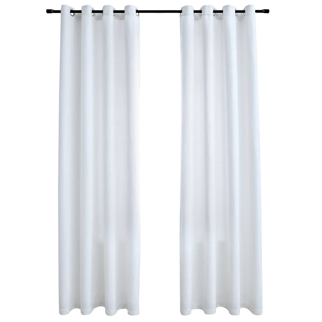 vidaXL Tende Oscuranti con Anelli in Metallo 2 pz Avorio 140x245 cm - Image 2 of 4