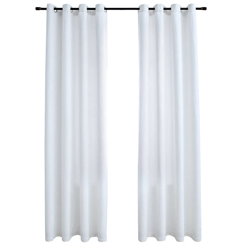 vidaXL Tende Oscuranti con Anelli in Metallo 2 pz Avorio 140x245 cm - Image 2 of 4