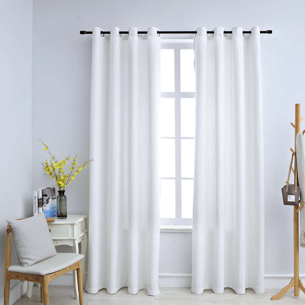vidaXL Tende Oscuranti con Anelli in Metallo 2 pz Avorio 140x245 cm - Image 1 of 4