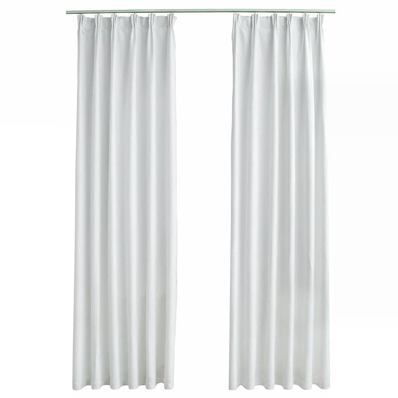 vidaXL Tende Oscuranti con Ganci 2 pz Avorio 140x225 cm - Image 2 of 5