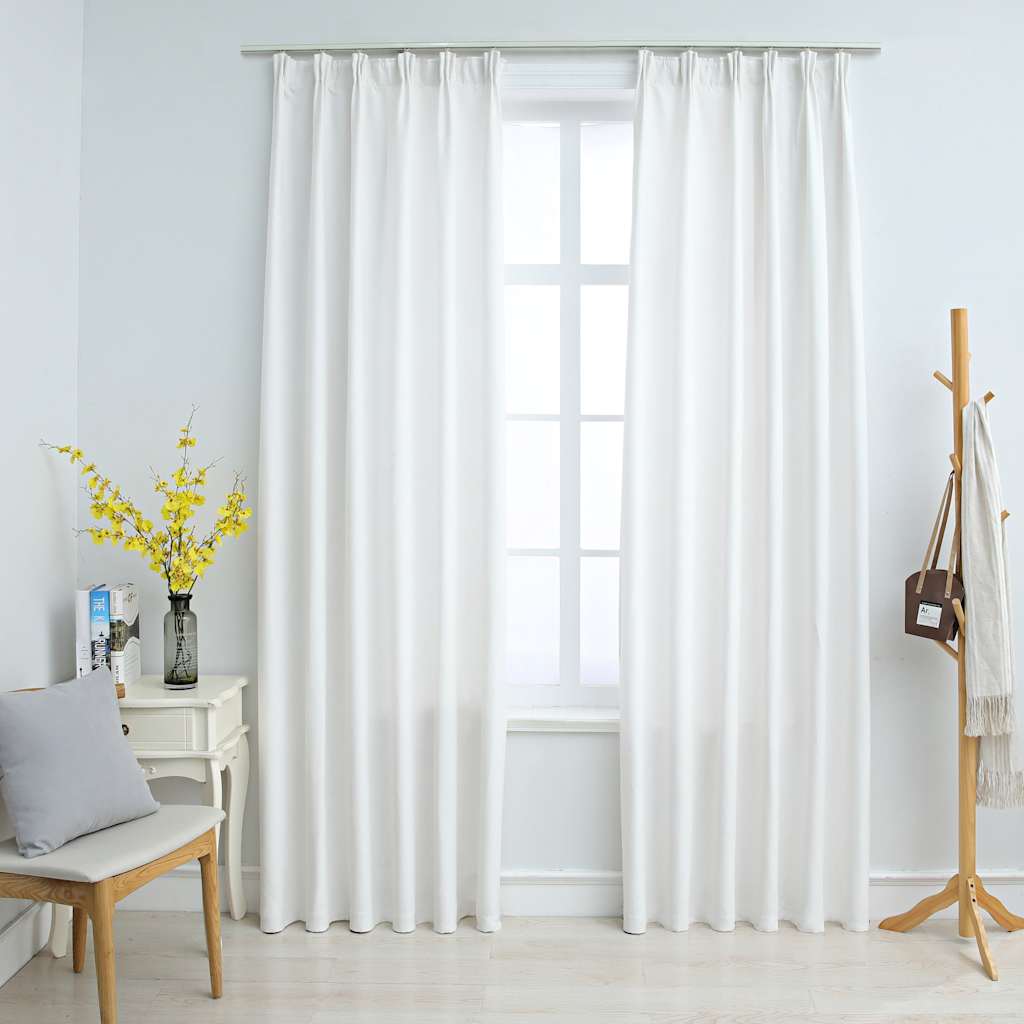 vidaXL Tende Oscuranti con Ganci 2 pz Avorio 140x225 cm - Image 1 of 5