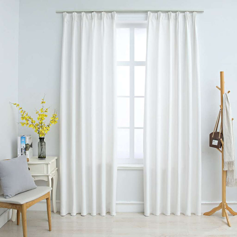 vidaXL Tende Oscuranti con Ganci 2 pz Avorio 140x225 cm - Image 1 of 5