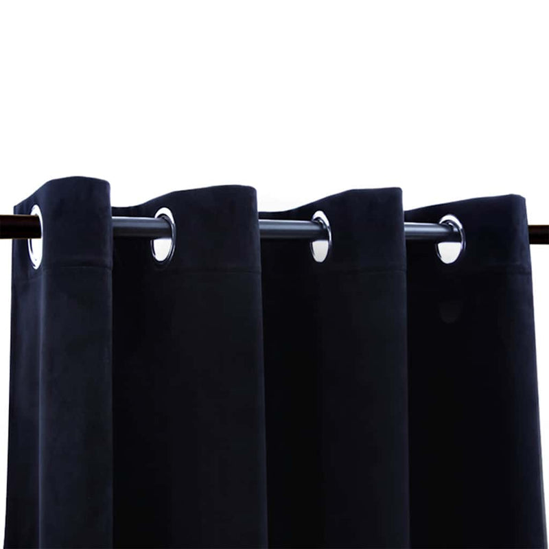 vidaXL Tende Oscuranti con Anelli 2 pz Nere in Velluto 140x245 cm - Image 3 of 4