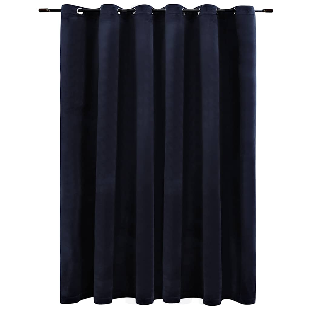 vidaXL Tenda Oscurante con Anelli in Metallo Velluto Nera 290x245 cm - Image 2 of 5