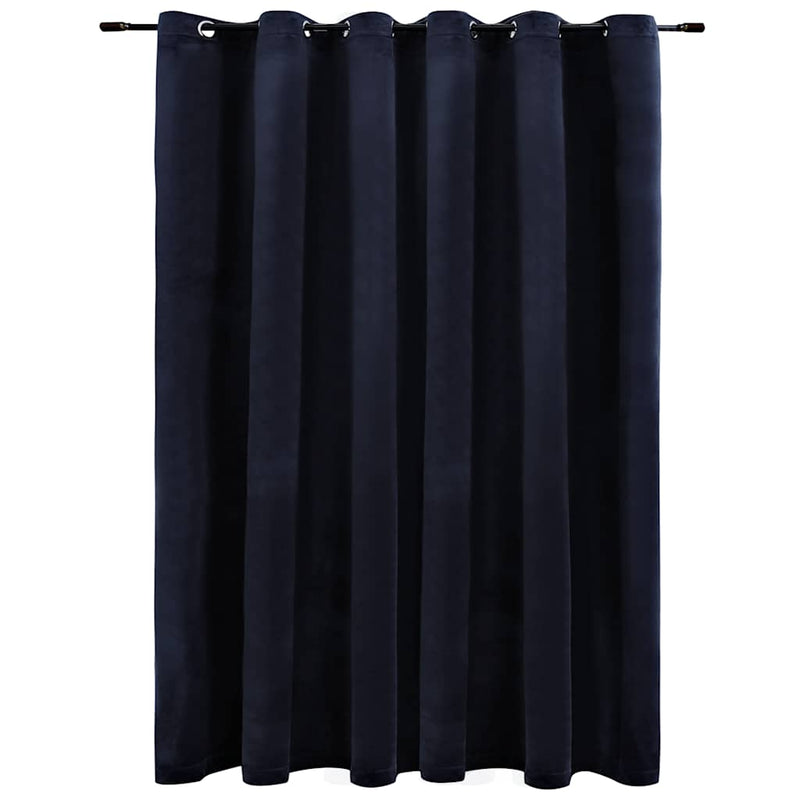 vidaXL Tenda Oscurante con Anelli in Metallo Velluto Nera 290x245 cm - Image 2 of 5