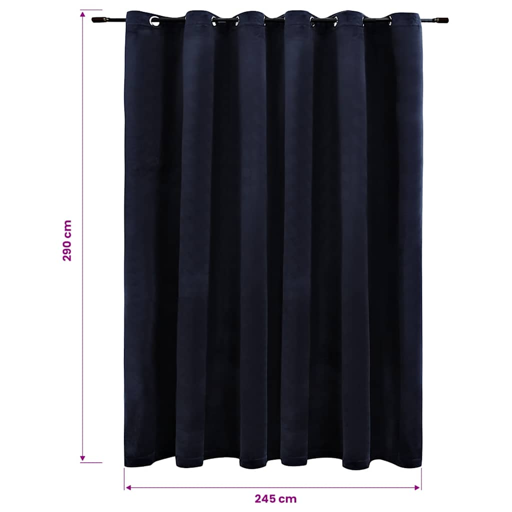 vidaXL Tenda Oscurante con Anelli in Metallo Velluto Nera 290x245 cm - Image 5 of 5