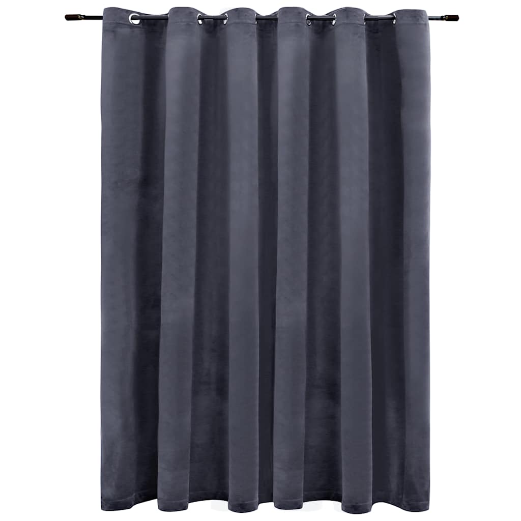vidaXL Tenda Oscurante Anelli in Metallo Velluto Antracite 290x245 cm - Image 2 of 4
