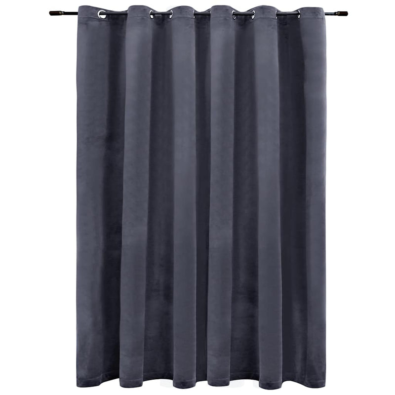 vidaXL Tenda Oscurante Anelli in Metallo Velluto Antracite 290x245 cm - Image 2 of 4