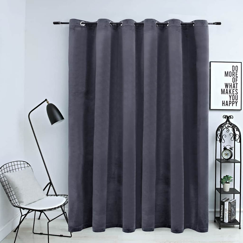 vidaXL Tenda Oscurante Anelli in Metallo Velluto Antracite 290x245 cm - Image 1 of 4
