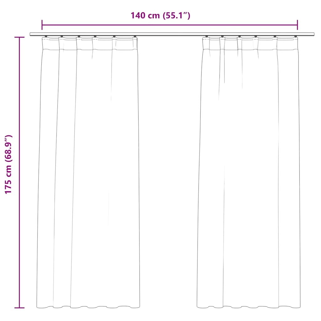 vidaXL Tende Oscuranti con Ganci 2 pz Antracite in Velluto 140x175 cm - Image 6 of 6