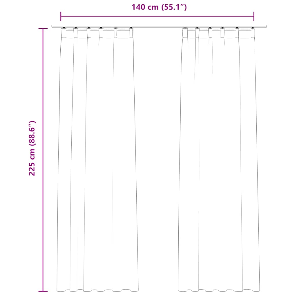 vidaXL Tende Oscuranti con Ganci 2 pz Beige in Velluto 140x225 cm - Image 6 of 6